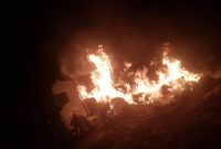آتش‌سوزی تریلر f500 حامل کاه در مسیر روستای صفحه_رامشیر
